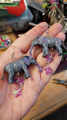 Elephant earrings - elephant,